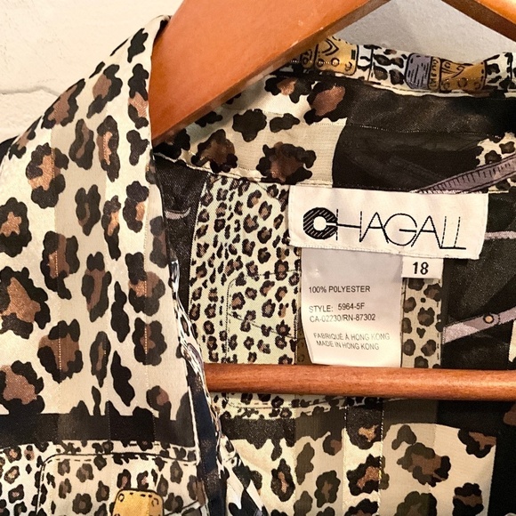 Vintage Button down shirt Long sleeve Mobwife Mixed Animal print Black Sheer 18 - Picture 2 of 14